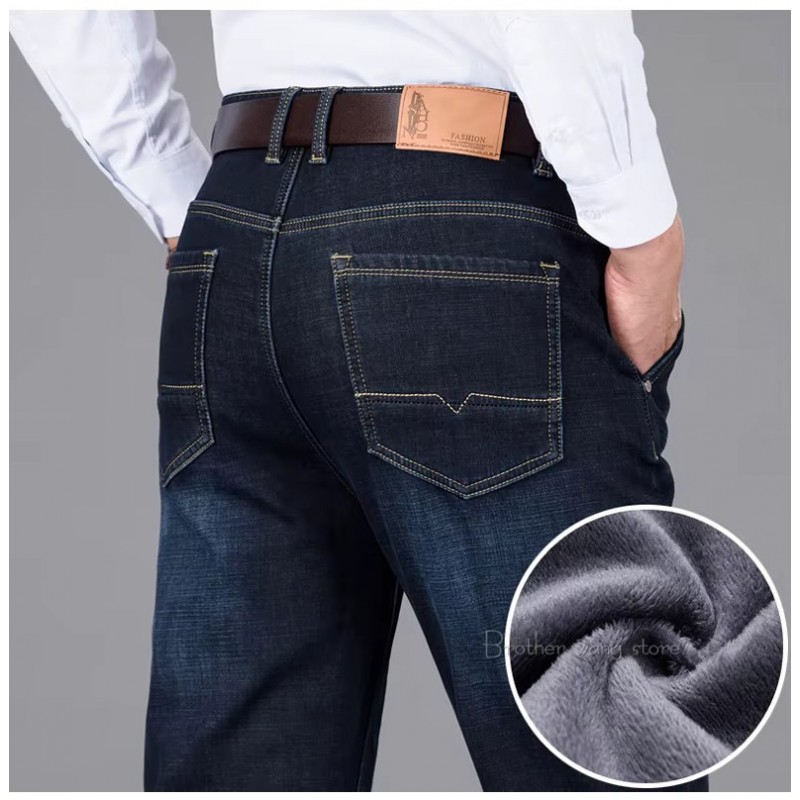 Klassische Stil Winter herren Warme Business Jeans Mode Casual Denim S