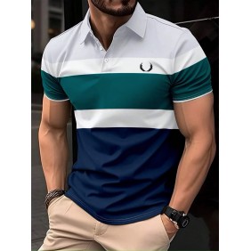 Neues gestreiftes sommerliches kurzärmeliges Revers 3d digital bedruck