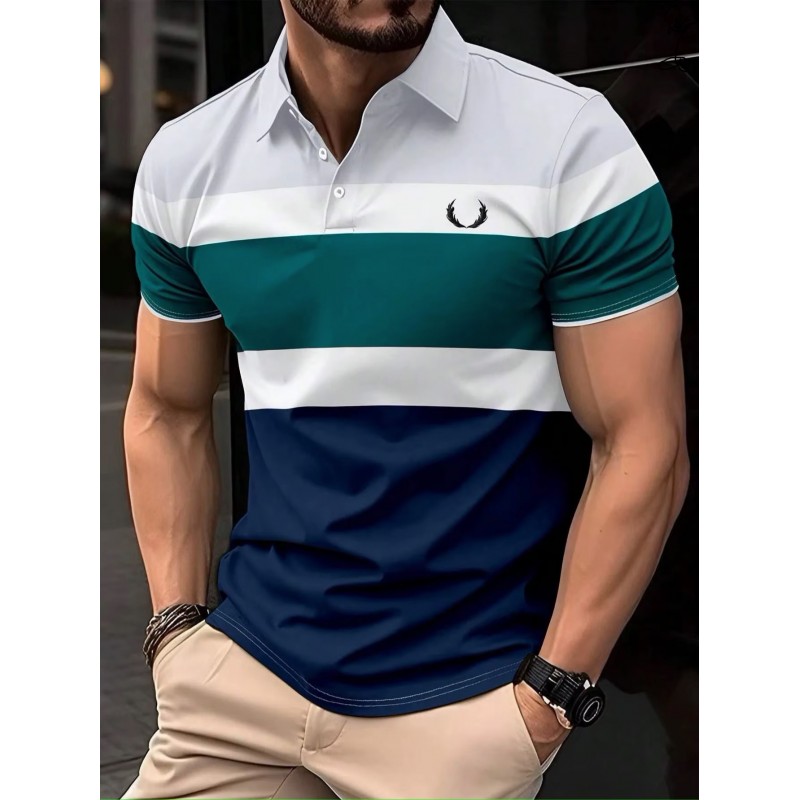 Neues gestreiftes sommerliches kurzärmeliges Revers 3d digital bedruck